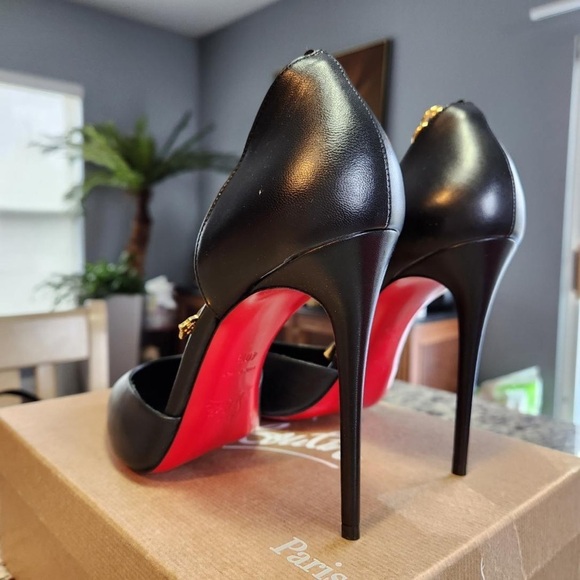 NEW Christian Louboutin Gourmi Pump 100mm Size 40.5 Black Leather - Picture 7 of 11